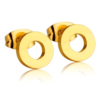 China Custom Gold Plated Earrings Women Round Simple CLASSIC Stainless Steel Stud Earrings Jewelry Stainless Steel for sale