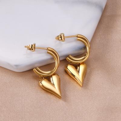 China 18k Gold Stainless Steel CLASSIC Hoops Tasty Hoop Heart Hoop Earrings Dangle Hoop Earrings for sale