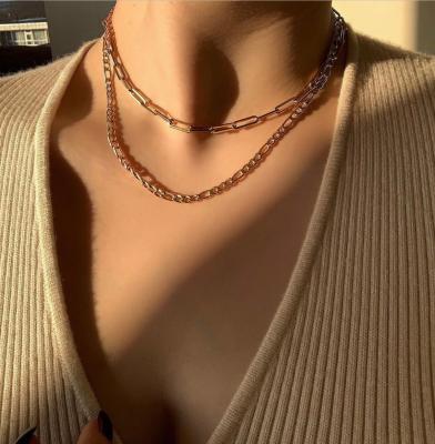 China FASHIONABLE Custom Stainless Steel Rectangle Link Chain Choker Jewelry 18k Gold Paper Clip Chain Necklace for sale