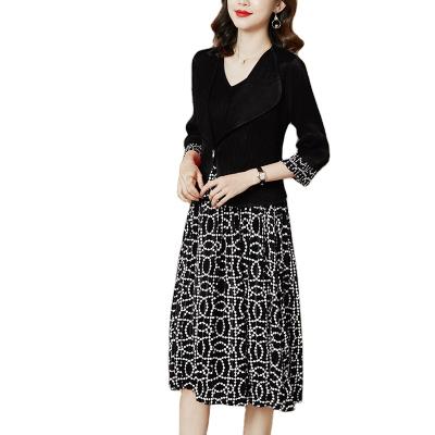 China Anti-static pleated dress 2021 new women's high-end mid-length skirt summer printing Chinese style for sale