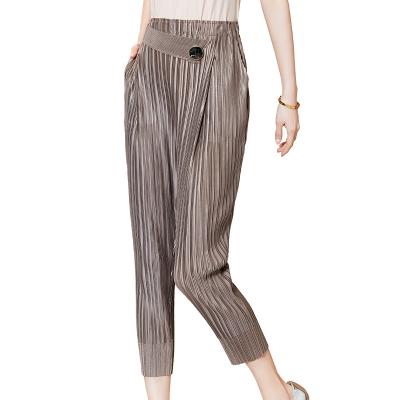 China 2021 new Anti-wrinkle pencil pants pleated solid color slim women's pants for sale