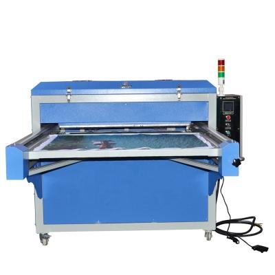 China Automatic Cloth Printing Air Pressure Double Shuttle Work Multicolor Digital Form Printing PLC System Wide Flatbed Heat Press Machine for sale