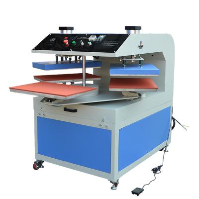 China Garment Shops Customized Design Full Automatic 3 Rotary Trays Dye Sublimation T Shirt Pneumatic Heat Press Machine For 60*80cm for sale