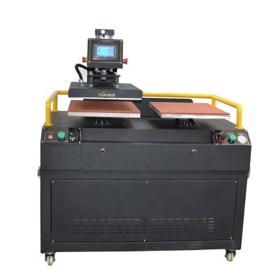 China Gaoshang Fully Automatic Double Table Digital T Shirt Tee Printing Pneumatic PLC Control Heat Press Machine for sale