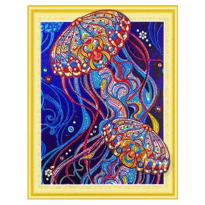 China New Modern Style Partial Drill Diamond Painting Jellyfish Diy Diamond Dot New Modern Style Opens Special Shaped Wall Art Decor Drill Embroidery for sale