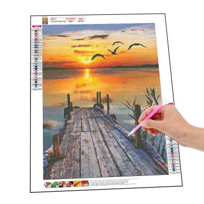 China Traditional Chinese Factory Direct Sale 5d Diy Shore Sunset Landscape Diamond Painting Diamond Embroidery Handmade Wall Art Decoration for sale