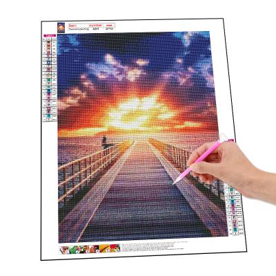 China Outdoor Red House Art Wall Decor Modern Sun Diy Diamond Cross Stitch Embroidery Seascape American Full Sea Drill Diamond Painting 5d Style for sale