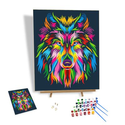 China Europe Factory Wholesale Diy Digital Painting Home Decor Painting Wolf Head Picture Painting On Wild Animal Canvas for sale