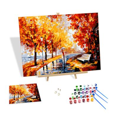 China New Classic/Postmodern Bestseller Diy Digital Painting Rainy Days By Numbers Of Autumn Filling Colors Paint By Oil Painting Dining Room Art Decor for sale