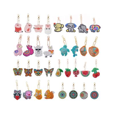 China Diamond Painting Keychain Wholesale 5D Cartoon Animal Pattern Drill+Special Round Shaped Drill Art Kits Gift for sale