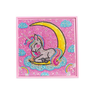 China Diy Cartoon Crafts Diamond Painting Lovely Smiling Moon Pony With Frame Diamond Picture Kids Home Wall Decor Table Art for sale