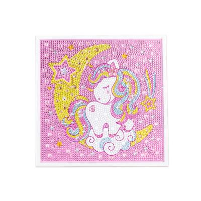 China Hot Selling Diamond Painting Lovely Dreaming Moon Pony With Frame Home Tabletop Cartoon Kids Wall Art Decor for sale