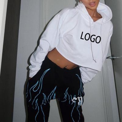 China Custom Logo Light Weight French Terry Women Hoodies Crew Neck Pullover Breathable Loose Cropped Hoodies Sweatshirts for sale