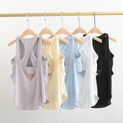 China Lulu Sleeveless Women Breathable Naked Feeling T-shirts Fitness Wear Yoga Vest Daily Quick Dry Tops for sale