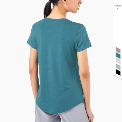 China Lulu's Quicky Breathable Nude T-Shirts Loose Short Sleeve Feeling Sports Dry Casual Yoga Tops Workout Fitness Wear Sweatshirts for sale