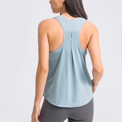 China Summer Breathable Women Cool Sleeveless Lightweight Sports T-shirts Racerback Yoga Tank Top Gym Fitness Yoga Wear for sale