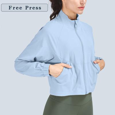 China Lulu Breathable Front Zipper Jacket High Neck Unironed Loose Fit Breathable Lightweight Workout Jacket Women Coat Running Tracksuit for sale