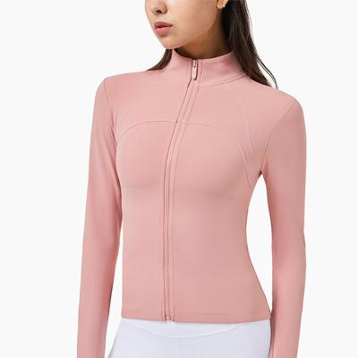 China Lulu Yoga Jackets Women Slim Breathable Fitted Stretch Breathable Tracksuit Zipper Up Long Sleeve Riding Gym Fitness Workout Tops for sale