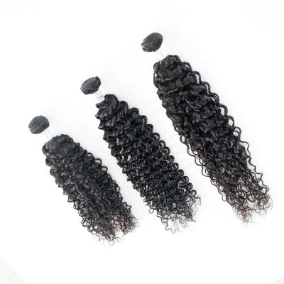 China Non-Chemical KAMA Machine Hair Weft Extensions Curly Bundles Hair Weaves 18 Inch DEEP WAVE for sale