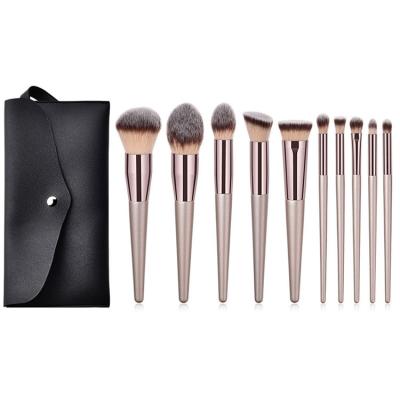 China Fan Brush Make Up Brush Champagne Gold Makeup Brushes 10 /14pcs Professional Custom Makeup Brush Set Private Label for sale