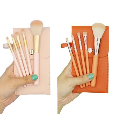 China Fan Brush 2022 New Beauty Travel Portable Makeup Brushes 5pcs Mini Make Up Brush Set for sale