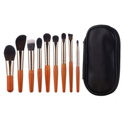 China Makeup Brush Set 9Pcs Mini Travel Zipper Bag Packing Profissional Face Brush 9 Pieces Quality Makeup Brush Set for sale