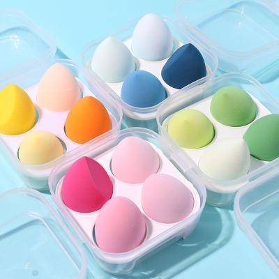 China Wholesale Cute Mixed Color Private Label 4Pcs Makeup Sponge Set Egg Blender With Plastic Bear Box N33 for sale