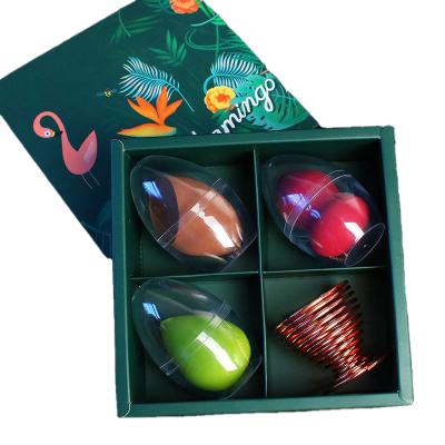 China Multi Colors Beauty Cosmetic Sponge Make Up Makeup Sponge Set With Stand And Packaging Beautiful Metal Gift Box N36 for sale