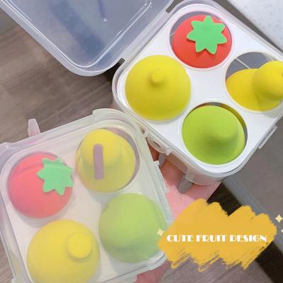 China 4PCS/Box Cute Fruit Cosmetic Makeup Sponge Set With Egg Box Face Foundation Latexfree Beauty Facial Blending Base N159 for sale