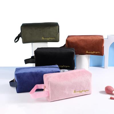 China Fashion Sample Fashion Available Cosmetic Bag Makeup Bag Custom Velvet With Promotional Logo for sale