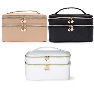 China New Fashion Design PU Leather Travel Case Luxury Makeup Bag Cosmetic Cases Accessories Portable Leather Water Resistant Toiletry O for sale