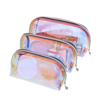 China Portable waterproof iridescent tpu cosmetic brush color laser fashion travel carry bag for sale