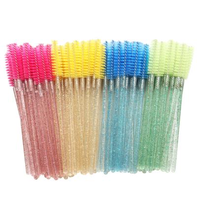 China Factory Cheap Plastic Pink Glitter Mascara Spoolies Eyelash Sweeps Lash Spoolie Wand Lash Brush Applicator Disposable Mascara for sale