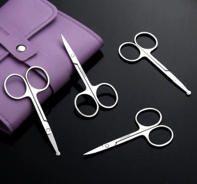 China Custom Logo Beauty Care Tools Stainless Steel Nose Hair Scissors Eyebrow Scissors Manicure Scissors Right Handed Scissors for sale