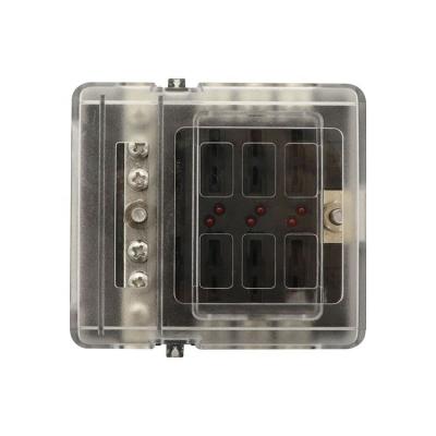 China Automobile Performance 6 Way Integrated Fuse Block Box With Negative Pole Indicator Light Panel Moisture Resistant Dust Cover For Marine Car Boat for sale