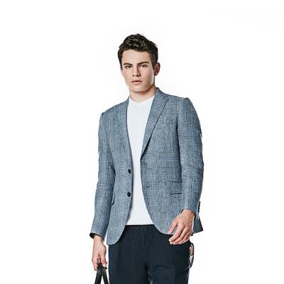 China Low Moq Plaid Business Casual Suit Jacket Breathable High Quality Canvas Blazer For Men for sale