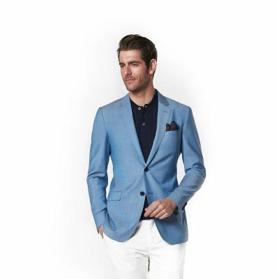 China Low Price Breathable Wool Good Quality Fashion Blue 100% Slim Fit Suits Jacket Blazer For Men for sale