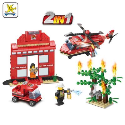 China DIY TOY Street View Engineering Fire Fighting Series Children's Assembly Building Blocks Educational Toy Gift for sale