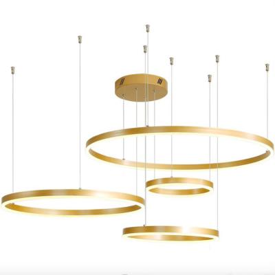 China Modern Pendant Lights Living Room 4 Rings Modern Chandelier Dining Room LED Pendant Lighting for sale