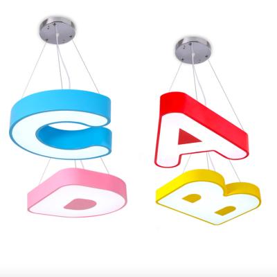 China Creative Letter Chandelier Kindergarten Color Outdoor Mounted Pendant Light Fixture for sale