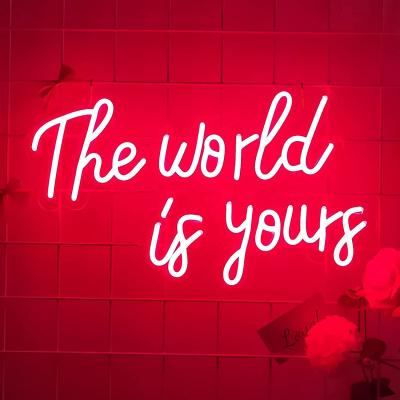 China Buildings The World Is Yours Red LED Neon Light Sign With Dimmer Switch For Wall Decor for sale