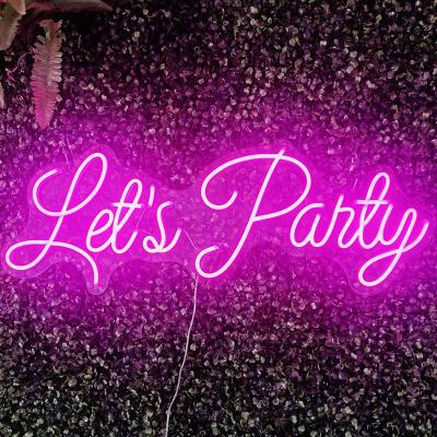 China Buildings Anniversary Wedding Party Let's Party LED Neon Sign For Wall Decor for sale