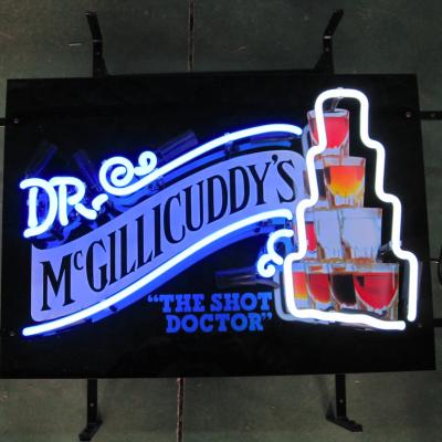 China Custom Glass Buildings Acrylic Background Neon Tube Light Dr. McGillicuddy Neon Sign for sale