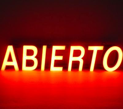 China Buildings Support Plastic Board Molded ABIERTO Fake Acrylic Led Neon Sign With Remote Control for sale