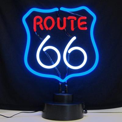 China Buildings Route 66 Real Glass Wall Hanging Neon Sculpture for sale