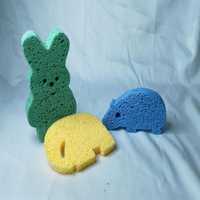 China Eco-friendly Import Kids Bath Sustainable High Demand Belle Products Animal Shape Compressed Wood Pulp Cleaning Sponge for sale