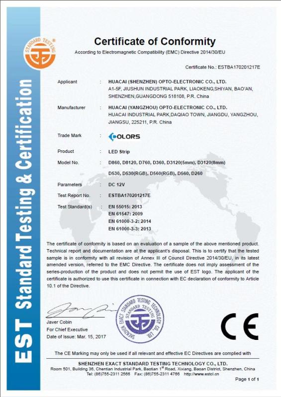 CE - Shenzhen Huacai Opto-Electronics Co., Ltd.