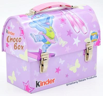 China Chocolate Dome Metal Lunch Box With Handle And Lock Tin Lunch Box For Kids for sale