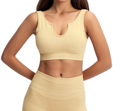 China Breathable Women Yoga Sets U Collar Bra Sport Set High Stretch Base Compression Soft Fitness Shorts Bra Set for sale