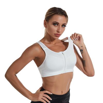 China Breathable Women Fitness Yoga Bra Gathered Shockproof Seamless Activewear Full Zipper Front Sports Bra for sale